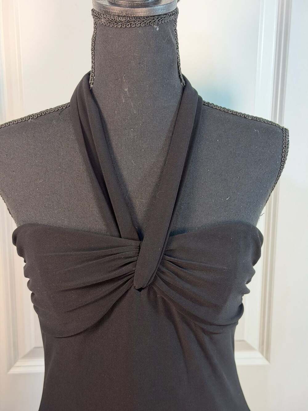 Laundry by Shelli Segal Black Halter Twist Front Midi Dress Size 6 - Picture 2 of 8
